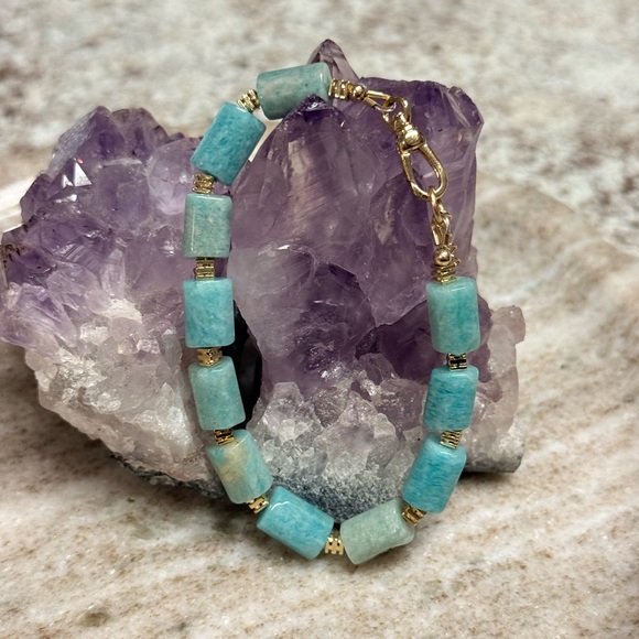 Gold-Filled Amazonite Tube Bead Bracelet - Picture 4 of 5